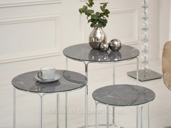 Okrągłe stoliki marmurowe 3w1 - praktyczny zestaw mebli do salonu